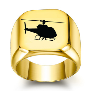 Helicopter <b>Titanium</b> Steel Ring 18MM Square Unisex Fashion Jewelry Gift - Product Image 1