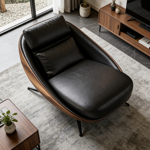 <span class=keywords><strong>Fauteuil</strong></span> de salon moderne de luxe <span class=keywords><strong>en</strong></span> bois de noyer et <span class=keywords><strong>cuir</strong></span>, <span class=keywords><strong>fauteuil</strong></span> inclinable ergonomique, canapé d'appoint pour le salon, meubles de maison - Product Image 4