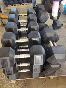 ONESTARSPORTS Usine Moins cher Moins cher Prix chaud pour la vente <span class=keywords><strong>en</strong></span> gros d'haltères hexagonaux <span class=keywords><strong>en</strong></span> caoutchouc noir KG et <span class=keywords><strong>LB</strong></span> sont OK - Product Image 4