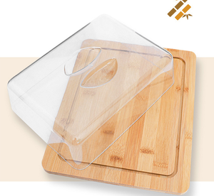 <span class=keywords><strong>Plat</strong></span> à beurre en bambou de style moderne avec couvercle - Contenant de rangement transparent pour fromage, pain, gâteau pour la fraîcheur - Product Image 6