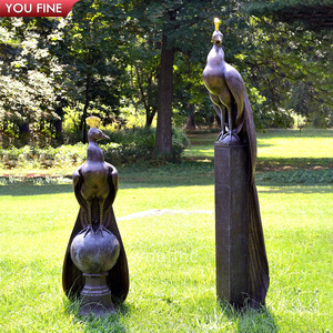 Decoración de jardín al aire libre Estatua de pájaro de <span class=keywords><strong>metal</strong></span> Escultura de pavo real de bronce - Product Image 5