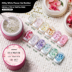 JTING Gel de construction pour ongles, Gelée transparente blanche laiteuse effet verre, Base blanche laiteuse nude, Gel dur pour extension d'ongles, Sans HEMA ni TPO - Product Image 1