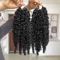 Extensions de cheveux bouclés birmans indiens au crochet 60g, pré-séparées 50 mèches, nœuds invisibles, lot de crochet bohème