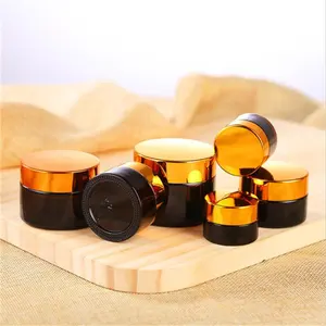 Wholesale 30g 50g 60g 100g 120g 150g 250g Cosmetic Containers Amber Face Cream Gass Jar with Black Golden Screw Cop