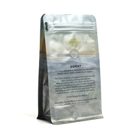 Sachet de café personnalisé à fond plat avec valve de dégazage, fermeture éclair refermable, pochette verticale pour l'emballage de café moulu et torréfié