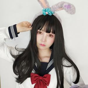 <span class=keywords><strong>Parrucca</strong></span> <span class=keywords><strong>nera</strong></span> diritta lunga 50cm all'ingrosso Cosplay sintetica Anime Halloween Party Peluca <span class=keywords><strong>parrucca</strong></span> Lolita resistente al calore per ragazze - Product Image 1