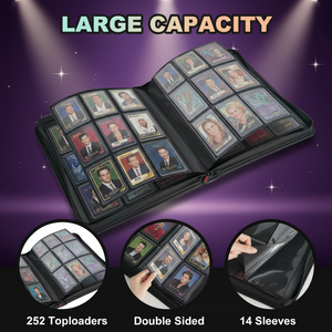 <span class=keywords><strong>JVD</strong></span> Fashion Album de cartes à collectionner en cuir PU avec 9 pochettes et 252 emplacements, fermeture éclair, compatible cartes 35pt, pour cartes TCG et cartes sportives - Product Image 5