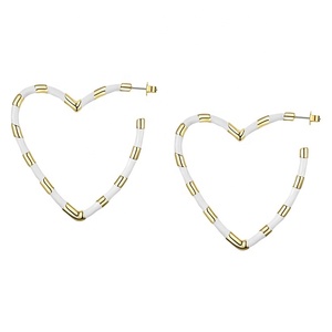 Trang Sức Bằng Đồng Mạ Vàng 18K Thiết Kế Hình Trái Tim Lớn Epoxy Màu Sắc Hỗn Hợp Cho Phụ Kiện Nữ Bông Tai Vòng E191097 - Product Image 1