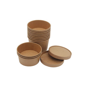 500ml 750ml 1000ml 1100ml 1300ml monouso biodegradabile PLA a base d'acqua Kraft ciotola di carta per insalata con coperchio - Product Image 5