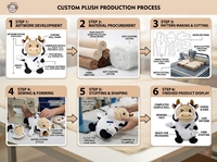Boneka Sapi Lucu Super Lembut, Mainan Hewan Plushie Penghilang Stres, Boneka Kartun Berdiri dengan Wajah Bordir, Hadiah Promosi