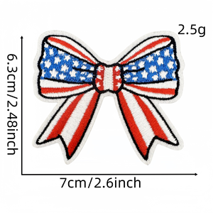 Parches Bordados con Lazo de la Bandera de EE. UU., Estilo <span class=keywords><strong>Coqueta</strong></span>, Lazo Patriótico, Aplique Termoadhesivo para el 4 de Julio, Decoración DIY para Ropa de Niñas - Product Image 5