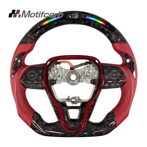 Volante de fibra de carbono forjado rojo personalizado con pantalla LED para Toyota Corolla Cross RAV4 LE SE XLE XSE TRD 2018-2022 - Product Image 1