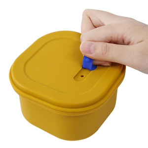 Food Storage Container Rectangle Clip On Lid Microwave Safe Air Fryer Travel Use Solid Color Yellow - Product Image 1