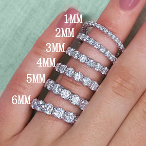 Anillo de eternidad de diamantes de laboratorio VVS certificados por IGI, apilable, de plata 925, con diamantes de laboratorio de corte baguette, engaste de orientación <span class=keywords><strong>este</strong></span>-<span class=keywords><strong>oeste</strong></span>, joyería para mujer. - Product Image 3