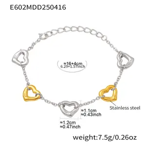 Best-seller Grande Roue Cross-Border Coeur Géométrique Bracelet Polyvalent Élégant Style Européen Américain Mode Chaîne Maillon - Product Image 6