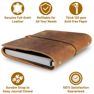 Handmade Genuine <strong>Leather</strong> <strong>Folio</strong> 8.5X6 Refillable 6 Ring Binder Organizer with Pocket A5 <strong>Leather</strong> Binder Journal Vintage Notebook - Product Image 5
