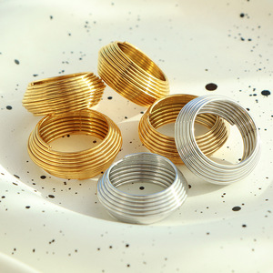 Geometric <b>Ring</b> 18K Gold Plated Multiple Stripes Unisex Fashion Jewelry Party Wear - Product Image 1