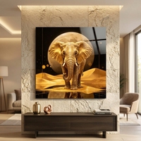 Peinture en porcelaine acrylique cristalline 50*50cm Éléphant doré Impression 5D HD Peintures en porcelaine hindoue Cadeau pour le festival Diwali Décoration de chambre