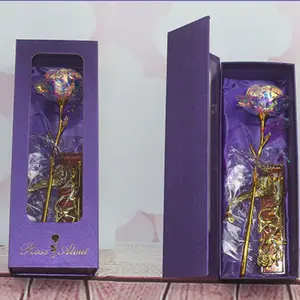 Подарок в виде радужной розы из золотой фольги 24 к в роскошной подарочной коробке отличная идея для подарка на День святого Валентина, День матери, Рождество
