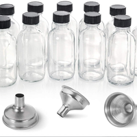 Vente en gros de flacons de Boston miniatures de 2 oz (60 ml) en verre transparent pour potions, jus, bien-être, shots de gingembre, liquides de whisky, essentiels de voyage