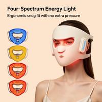 Masque facial LED photonique sans fil professionnel personnalisé IBN, 4 longueurs d'onde, anti-âge, traitement de l'acné, collagène