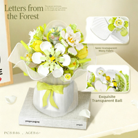 Bouquet floral Pink Mist, jouet éducatif, modèle décoratif de 800 pièces, cadeau de vacances unisexe, à construire et assembler, en plastique ABS