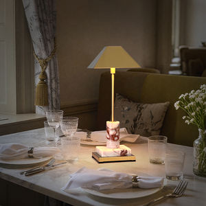 Lampe de table moderne en marbre de style nordique avec batterie rechargeable sans fil, commande tactile, lumière blanc chaud 2700K pour la décoration de la chambre à coucher - Product Image 1