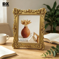 Cadre photo vintage en résine dorée DX Designs 5x7 8x10 pouces, cadre photo orné de roses baroques françaises en relief pour la maison et la galerie
