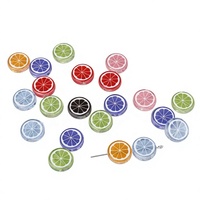 Manik-manik irisan buah lemon kartun 14mm, warna kuning oranye