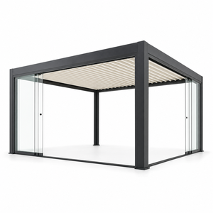 Pérgola Motorizada con Paneles de Vidrio Opcionales e Iluminación RGB, Pabellón Residencial de 8x8m, Independiente, con Vidrio - Product Image 2