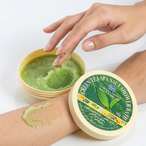 Y402 Yoko Green Tea Spa Salt Shower Bath 380g. Shower Bath Exfoliating <b>Scrub</b> Enriched with Vitamin E for Skin Lightening - Product Image 5