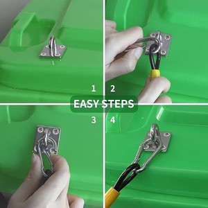 Trash Can <b>Lid</b> Lock Stainless Steel Wire Rope Set With Square Buckle For Outdoor Dust <b>Bin</b> Household Use - Product Image 2