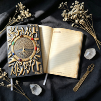 Oferta Especial: Cuaderno de Cristales Curativos con Gemas, Grava de Ágata y Jaspe, Árbol de la Vida y Siete Chakras, Ideal para Regalo