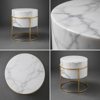 Table d'appoint ronde moderne en marbre artificiel avec pieds dorés pour le salon, vente en gros, personnalisable