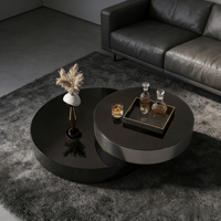 Table basse moderne et durable en verre noir, multi-niveaux, avec structure métallique, idéale pour le salon – Meilleure vente