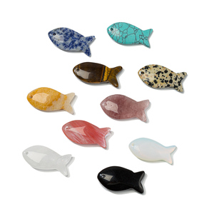 Wholesale Natural <strong>Jade</strong> Fish Amethyst Pendant Necklace Crystal Healing <strong>Stone</strong> Rose Quartz Charm Decorations Jewelry Gifts - Product Image 1