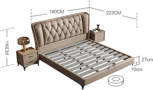 COSTFULL Italian Luxury Queen <strong>King</strong> Size Genuine Leather Velvet Upholstered Soft <strong>Bed</strong> Adjustable <strong>Bed</strong> <strong>Frame</strong> OEKO-TEX Certified - Product Image 6