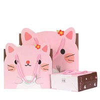 Op voorraad Cartoon Kat Vorm Cadeau Papieren Tas Creatief Uniek Valentijnsdag Cadeautasjes met Handvatten