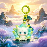 Nouveau porte-clés porte-bonheur renard à neuf queues, breloque de sac en vinyle inspirée du mythe chinois ShanHai, pendentif figurine de dessin animé mignon, accessoire pour sac à dos
