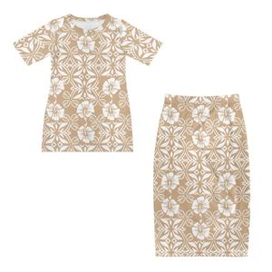 Conjuntos de vestido informal de dos piezas personalizados para mujer Diseños de tatuajes polinesios Isla Samoan Puletasi <span class=keywords><strong>Tribal</strong></span> Ropa hawaiana XS-<span class=keywords><strong>Tobillo</strong></span> - Product Image 4