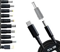 USB-C zu DC Adapter 10-teiliges Stromstecker-Set Universelles Ladegerät 100W PD Stromkabel & 5,5x2,5mm Rundstecker für Laptops