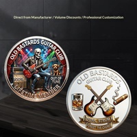 Ensemble de pièces commémoratives en métal sur le thème de la musique rock, motif guitare et whisky, pièce de collection personnalisée, souvenir pour collection de cadeaux et d'objets de loisirs