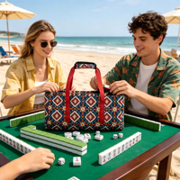 Juego de Mahjong Americano de Lujo para Principiantes, 166 Fichas, Bolsa de Lona con Cierre, Kit de Viaje Portátil de 3 Piezas para 4 Jugadores