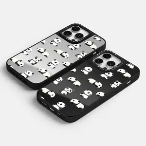 In Stock Cute Panda Design Silver Mirror Phone Case For IPhone 13 14 Pro Smartphone Cover For IPhone 15 High Quality Mobile Case