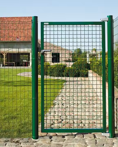 Porte de jardin Europe enduite de PVC vert de porte simple de barrière de grillage de lien de yard avec le poteau rond de serrure de sécurité - Product Image 6