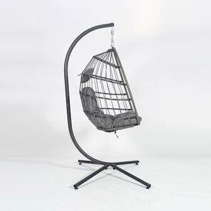 Fauteuil suspendu moderne pliable en rotin pour patio, jardin, chambre, hôtel, parc - Mobilier d'extérieur en métal - Product Image 2
