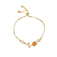 Gelang Pesona Bunga Lapis Emas 18K untuk Wanita dengan Zirkon Setting Cakar, Trendi dan Keberuntungan, Cocok untuk Hadiah Ulang Tahun