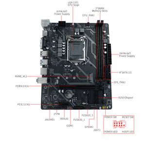 Ventas de fábrica B250 Placa base Intel Core 6 7 8 9 Generación LGA 1151 Procesador Dual <span class=keywords><strong>Ddr4</strong></span> Placa madre de computadora de escritorio - Product Image 6