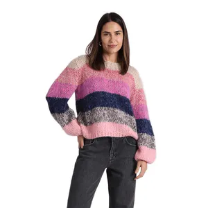 YT फैशन महिलाओं के लिए क्लासिक डिज़ाइन आश्चर्यजनक फैब्रिकेशन रिब बुना हुआ वी-गर्दन लंबी आस्तीन वाली महिला स्वेटर स्वेटर