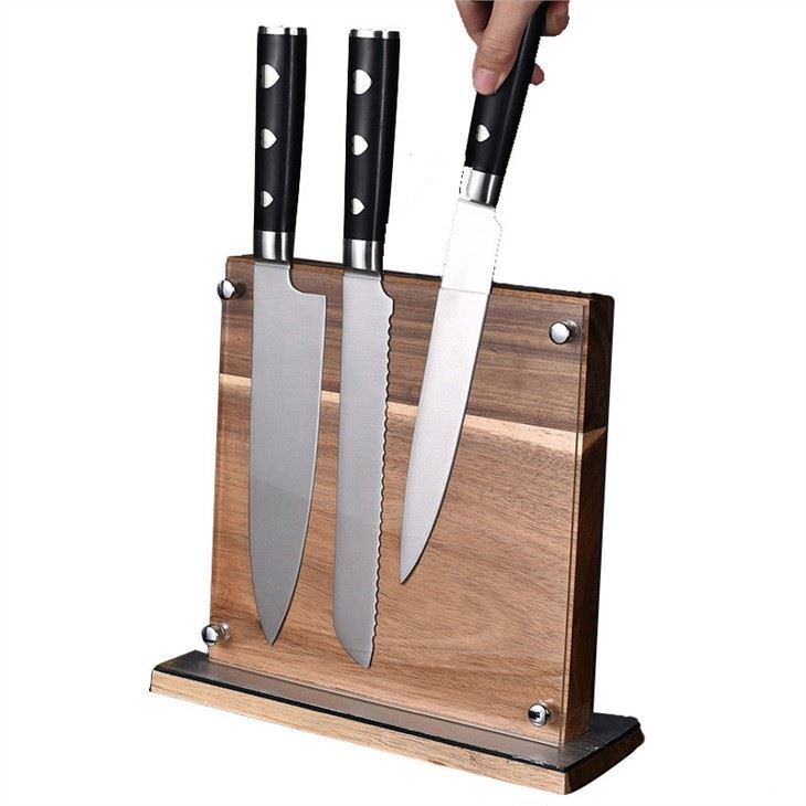 Магнитный блок для ножей, бамбуковый двухсторонний держатель для ножей, кухонная витрина для столовых приборов